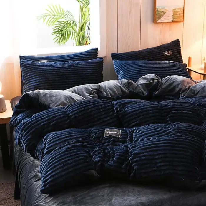 Ensemble de housse de couette en molleton de corail chaud d'hiver