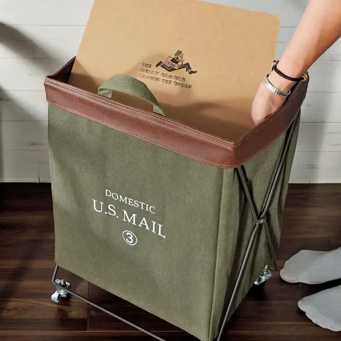 Grand panier à linge pliable moderne en tissu