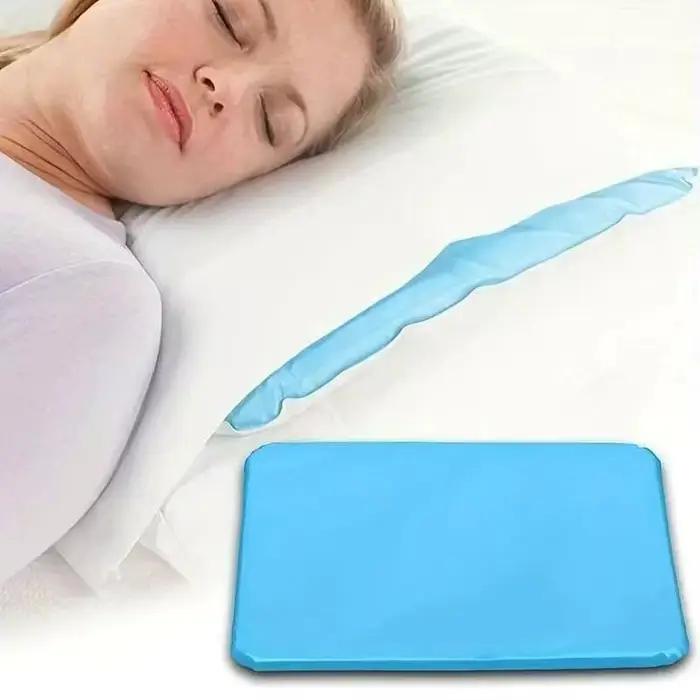 Coussin rafraîchissant en gel bleu, portable, pour la sieste, tapis de sommeil glacé pour l'été, bureau, maison, relaxation musculaire, support de cou réutilisable