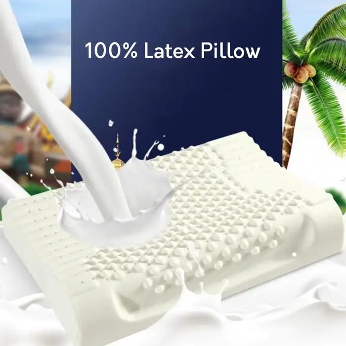 Oreiller en latex 100% thaïlandais, oreillers à mémoire de forme pour le cou, pour adultes et enfants, oreiller de massage de la colonne cervicale, pour la maison et l'hôtel