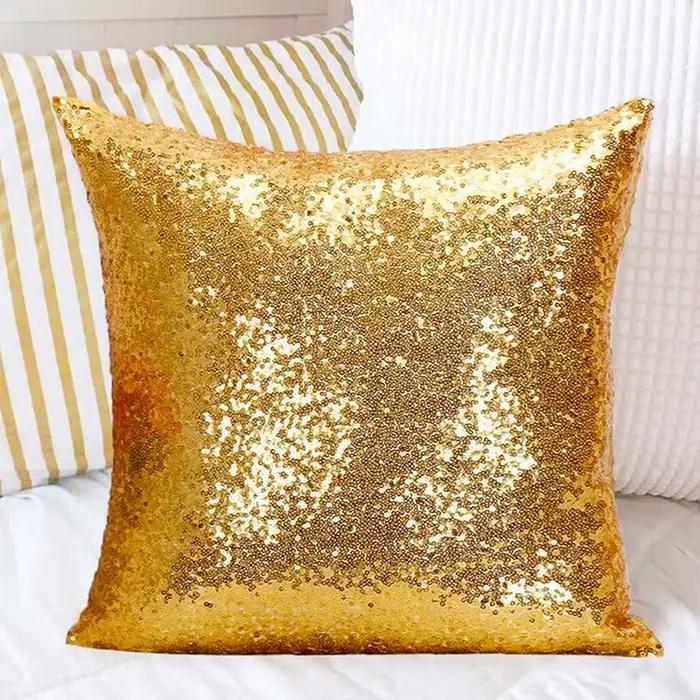 Housses de coussin à paillettes dorées 40x40cm