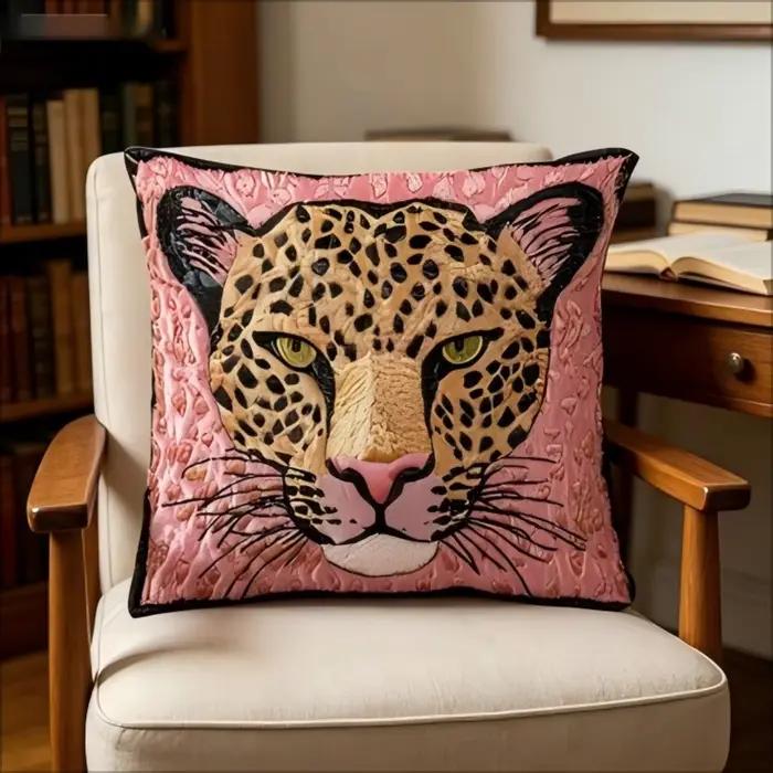 Housse de coussin imprimée 2D motif léopard rose, animal sauvage guépard, pour canapé, lit, décoration bohème jungle, cadeaux