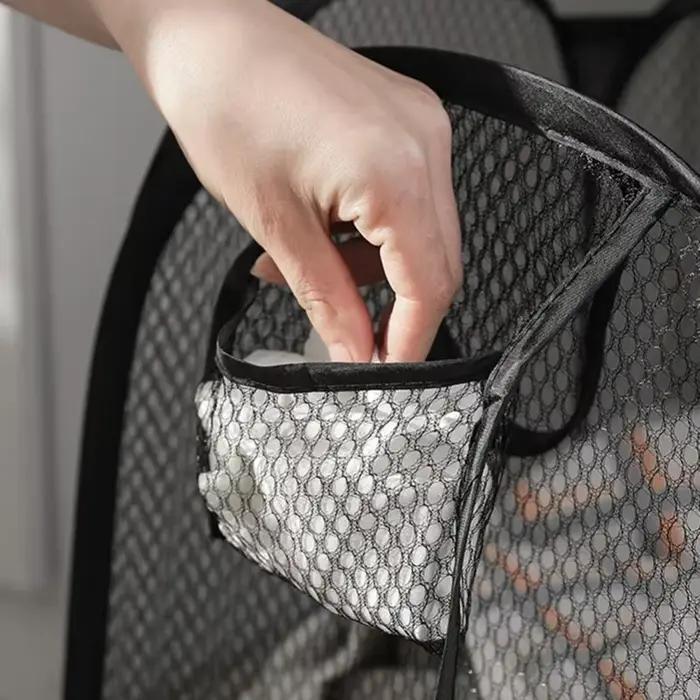 Panier à linge pliable, sac de rangement en maille pour organisateur de vêtements sales dans la salle de bain, salle de lavage, usage domestique