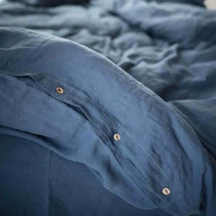 Housse de couette 100 % lin naturel lavé à la française
