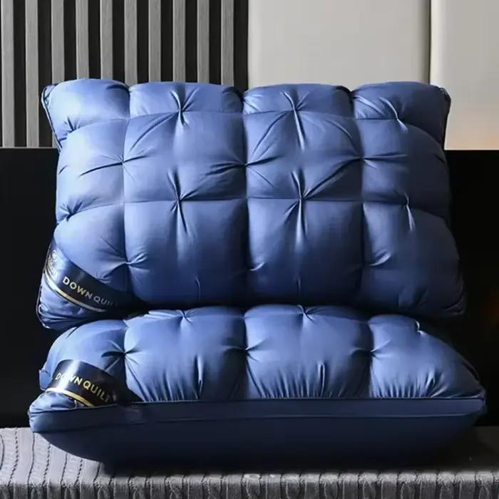 Oreillers de luxe en duvet d'oie blanche, 48x74cm, anti-basse, King Queen, literie 100% coton, Style 3D, oreiller rectangulaire, cadeau pour amoureux