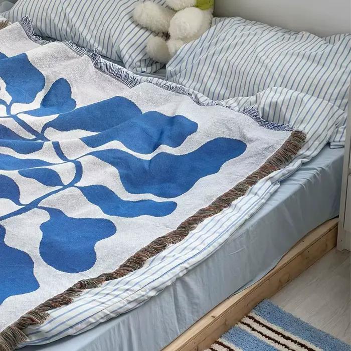Angleterre bleu couvertures pour canapé Jacquard chat couverture tricoté jeter