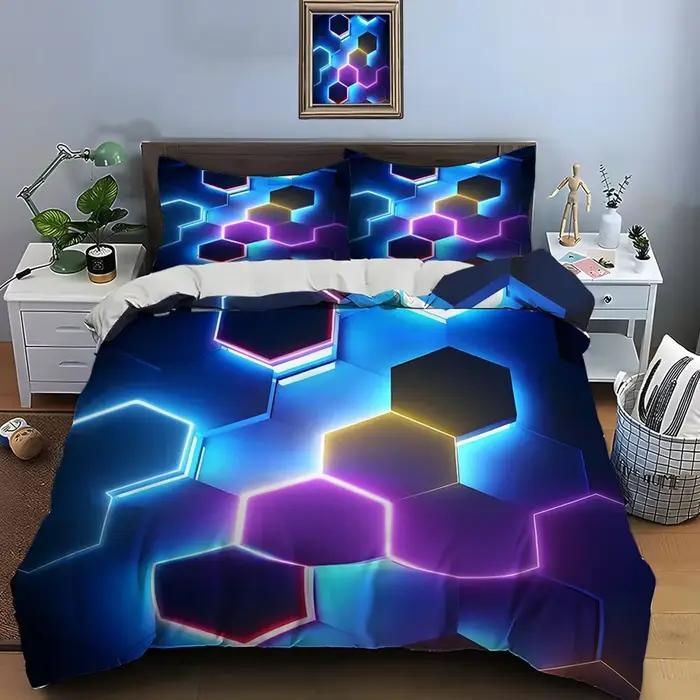 Parure de lit carrée en nid d'abeille 3D