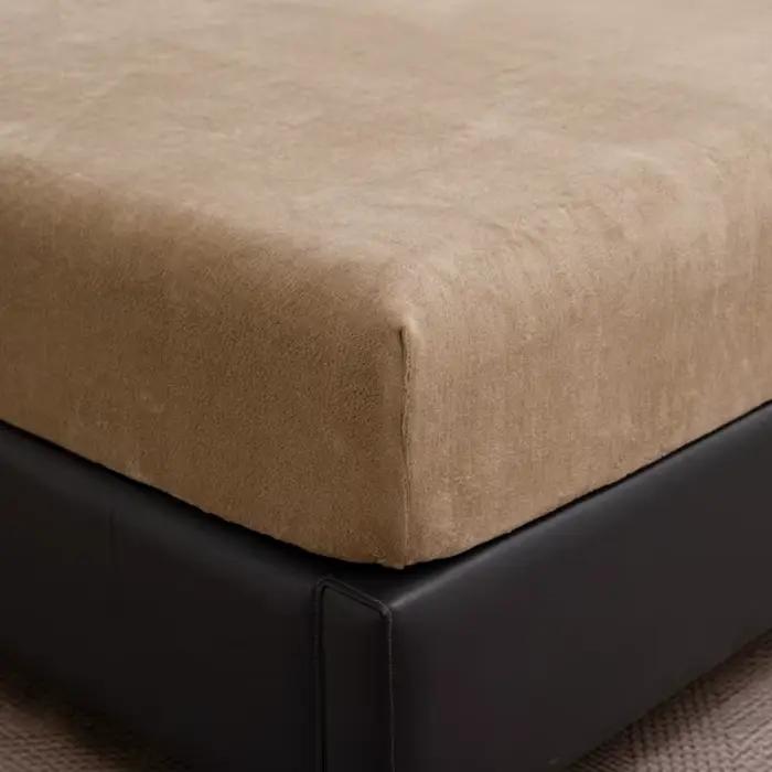 Drap-housse en velours épais, couleur unie, doux, chaud, antidérapant, housse de matelas, protection réglable, drap de lit doux avec élastique, 1 pièce