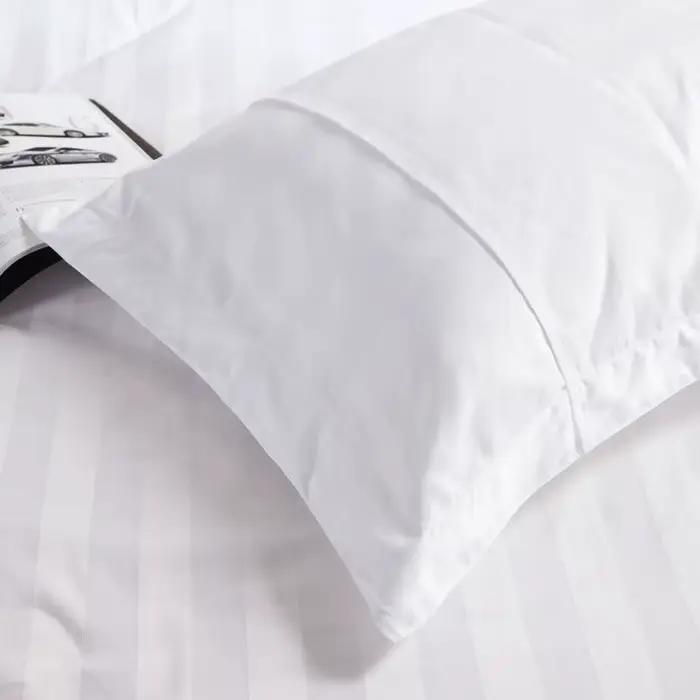 Taie d'Oreiller Lisse et Brillante pour Hôtel 5 Étoiles, Couverture Complète 100% Coton, Blanc, Ligne Parallèle, Juge, Grille de Lit, Application, Taie d'Oreiller