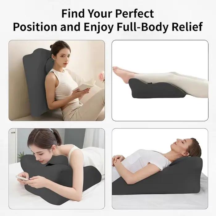 Grand lit oreiller compensé ergonomique multifonctionnel avec nouvelle position sujet pour lire un design incurvé unique avec housse lavable