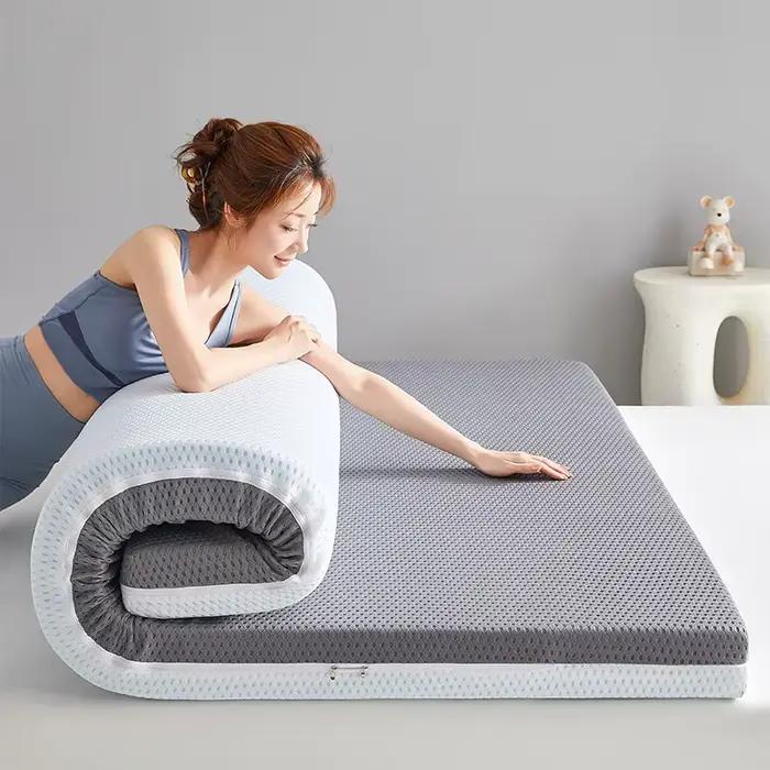 Surmatelas en mousse à mémoire de forme, épais, style tatami, avec housse amovible pour la maison, le dortoir et la chambre à coucher