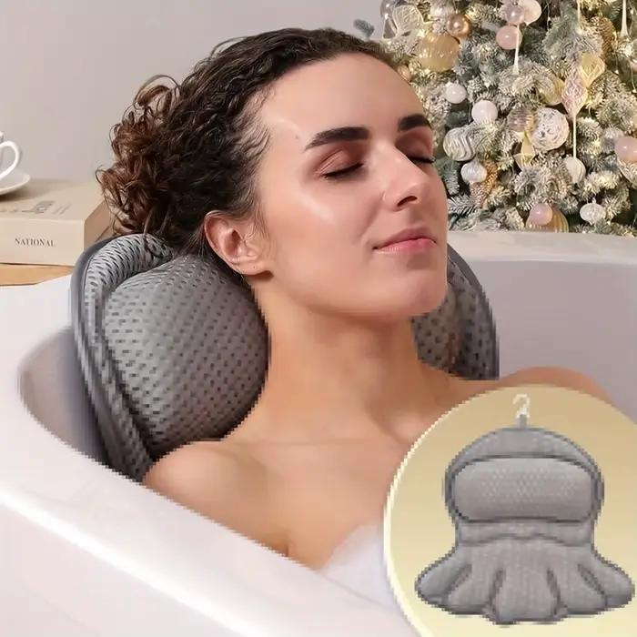 Oreiller de bain de luxe 1 pièce avec maille d'air 3D et aspiration sécurisée |   Support cou/dos, lavable en machine, usage domestique/Spa