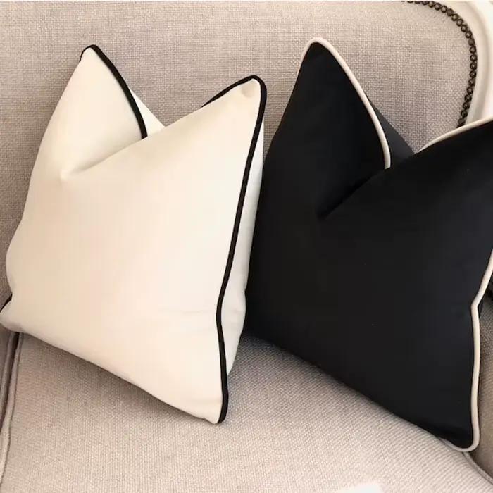 BUYNOW – taie d'oreiller en velours néerlandais noir et blanc