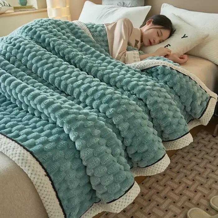 Couvertures polaires en flanelle douce et confortable pour dormir, pour lit, maison, confortable, épaisse, épaisse, fausse fourrure de lapin, automne et hiver
