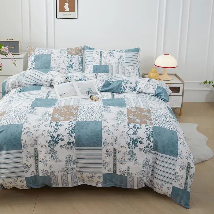 Parure de lit à fleurs bleues, ensemble de housse de couette imprimée en 3D, doux, simple, double, décoration de maison, ensemble de housse de couette, cadeau d'anniversaire mignon pour filles