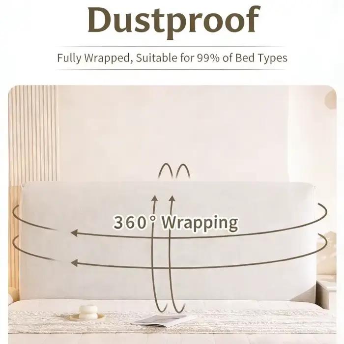 Housse de tête de lit à haute élasticité, couleur unie, pour lit double, dossier de lit, housse chaude et anti-poussière pour l'automne et l'hiver, lavable en machine