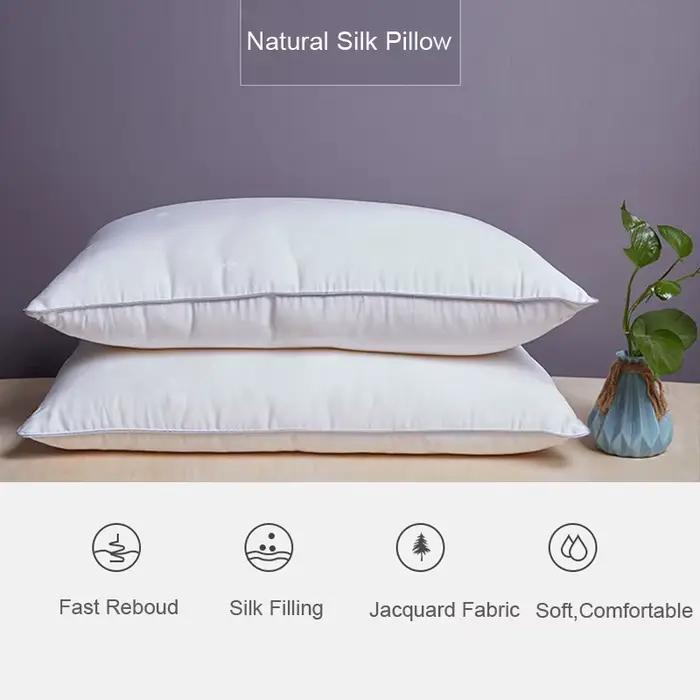 Mulberry InjBedding Oreillers, Jacquard de remplissage naturel, Anti-acariens, Doux, Moelleux, Oreiller de couchage pour le cou d'hôtel, 48*74, 1100 g
