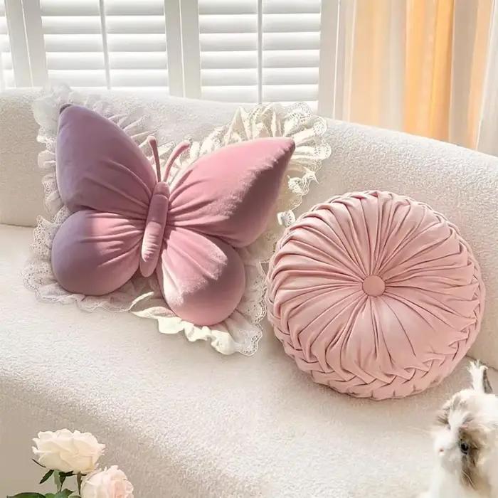 Oreiller Decoratif Princesse Papillon Design Unique en Tissu Eponge 100%Coton Pour Maison Salon Bureau Chambre Voiture Canape Occasions Speciales