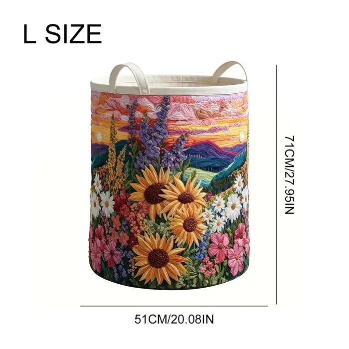 Panier à linge pliable avec poignées, paniers à linge matelassés bohèmes, panier de rangement en tissu floral pour la chambre d'enfant, la buanderie