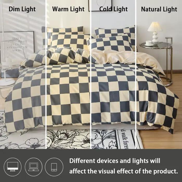 Ensemble de housse de couette imprimé à motifs à carreaux