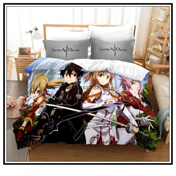 Ensemble de literie imprimé 3D Anime Sword Art Online, housses de athlon, taies d'oreiller, literie pour enfants, linge de lit, maison de luxe, MER