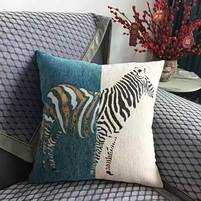 Oreiller de sieste en Chenille à motif zèbre, coussin de cou confortable pour dormir, appui-tête, pour la maison, canapé, chevet, voiture, oreiller lombaire pour le dos