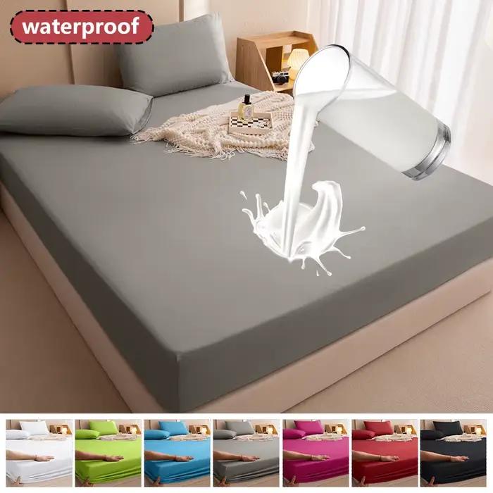 Protège-matelas imperméable ajustable antidérapant avec bande élastique pour lit Queen King 90/140/160x200cm