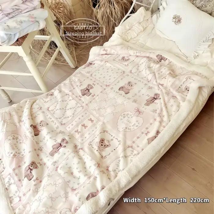 Couverture d'automne et d'hiver en forme de cœur pour fille mignonne, couverture châle de sieste pour canapé et bureau, couverture couvrant, imprimé tricoté, cachemire corail épais