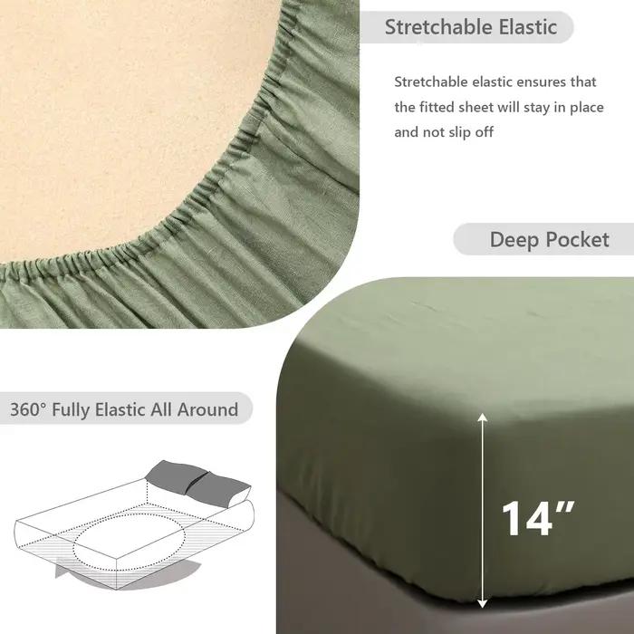 Drap-housse Queen 100% lin (1 pièce)