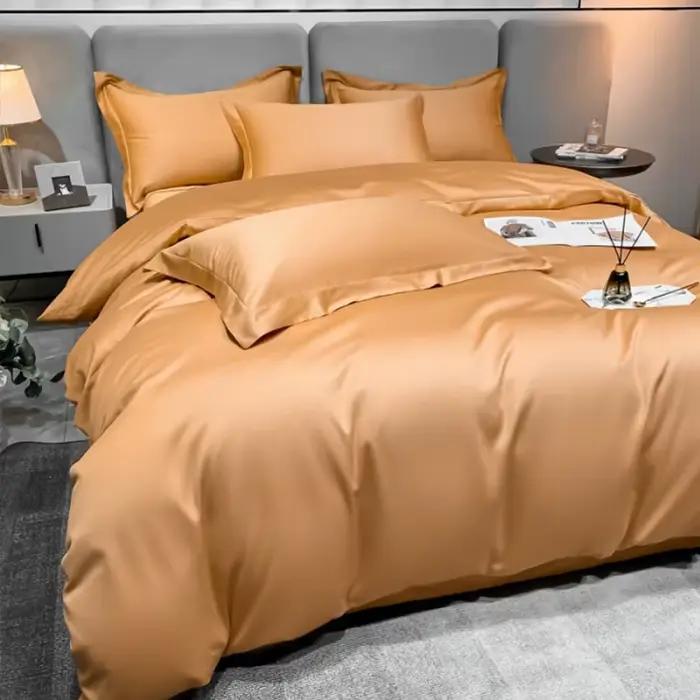 Housse de couette en coton à fibres longues, couleur unie, style hôtel, literie douce et respirante, housse de couette minimaliste, décoration de chambre à coucher