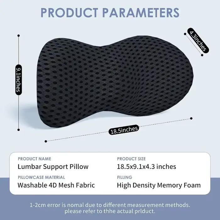 Coussin de soutien lombaire ergonomique en mousse à mémoire de forme, soulage les douleurs dorsales, coussin pour le bas du dos, pour chaises de bureau, sièges de voiture