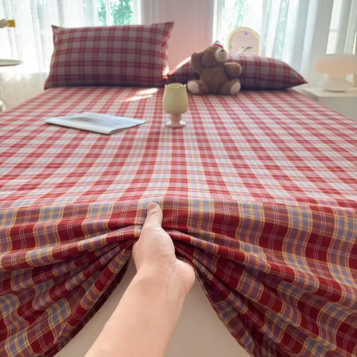 Drap plat en coton 100% teint en fil