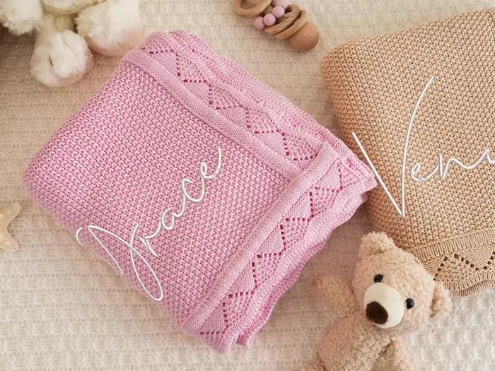 Couverture tricotée personnalisée pour bébé garçon ou fille