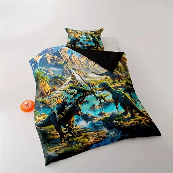 Housse de couette imprimée dinosaures jurassiques