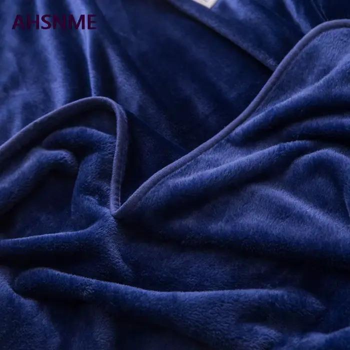 AHSNcloser-Couverture en velours bleu marine pour sites d'optique, couverture en vison solide, jet de canapé doux, multi-taille, haute qualité, lea DstressSunshine
