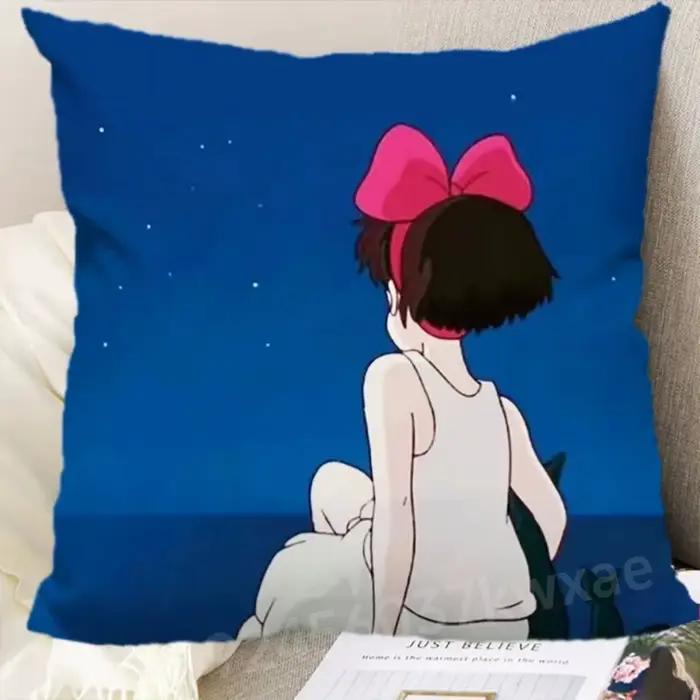 1 pièce Miyazaki Hayao Anime dos taie d'oreiller Kiki et Jiji imprimé Kiki Service de livraison taie d'oreiller décor de chambre seulement couverture
