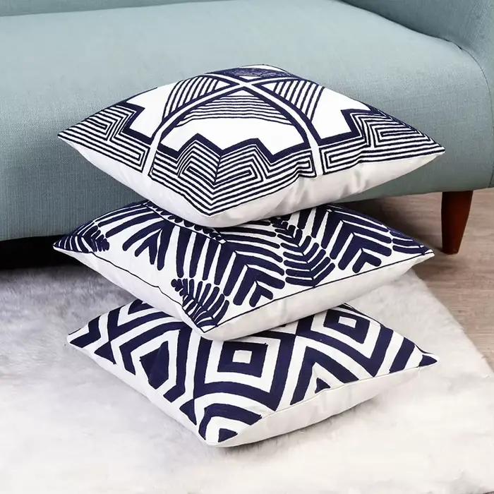 Housses d'oreiller brodées Jacquard simples