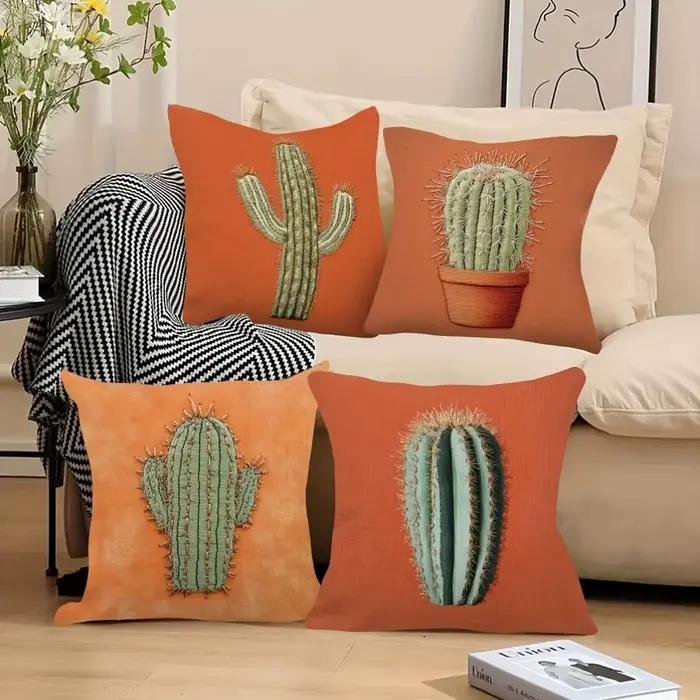 Housse de coussin imprimée cactus tropicaux