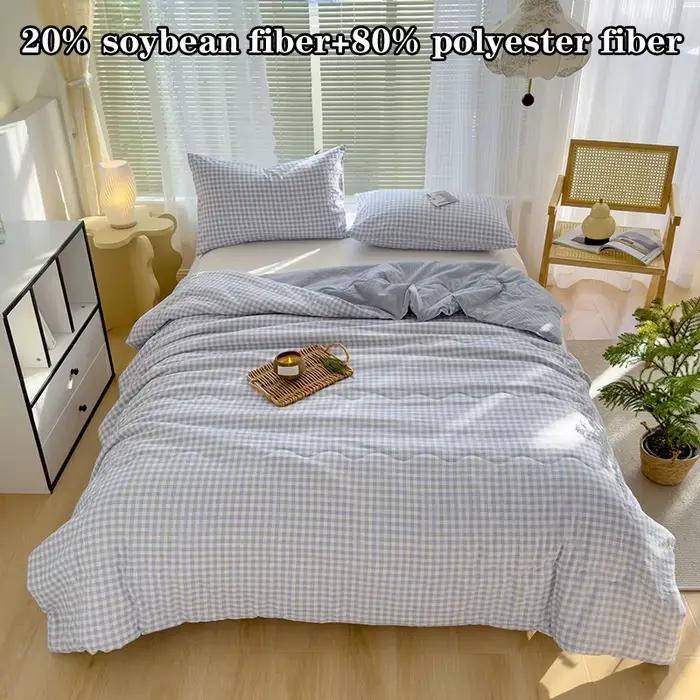 Couette d'été en coton, couette climatisée, garnissage en fibre de soja, couette fine, style nordique, couverture de lit quatre saisons