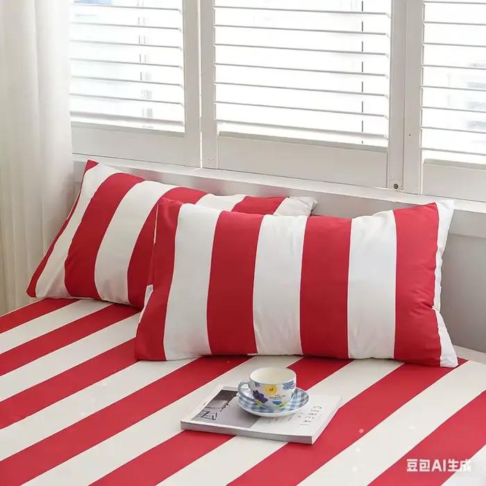 Ensemble de housse de couette à rayures rouges