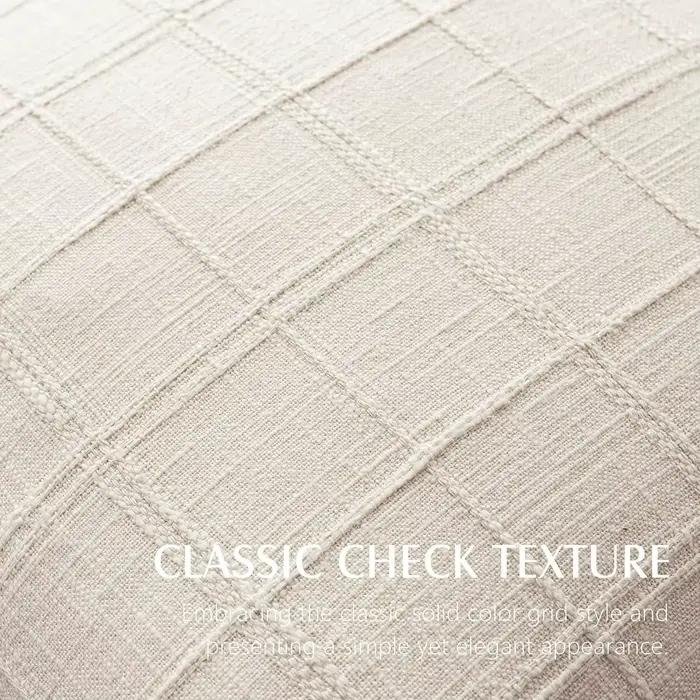 Housses de coussin en lin beige à carreaux