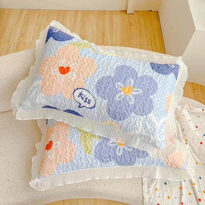 Couvre-lit matelassé imprimé floral en coton épais