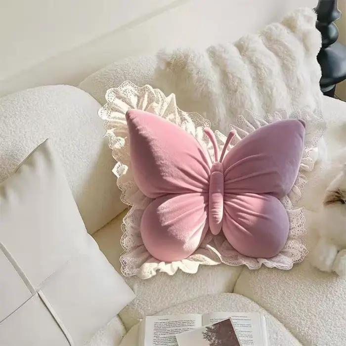 Nouveau coussin décoratif mignon Princesse Papillon avec nœud pour bureau, salon, chambre, voiture, canapé, maison et jardin