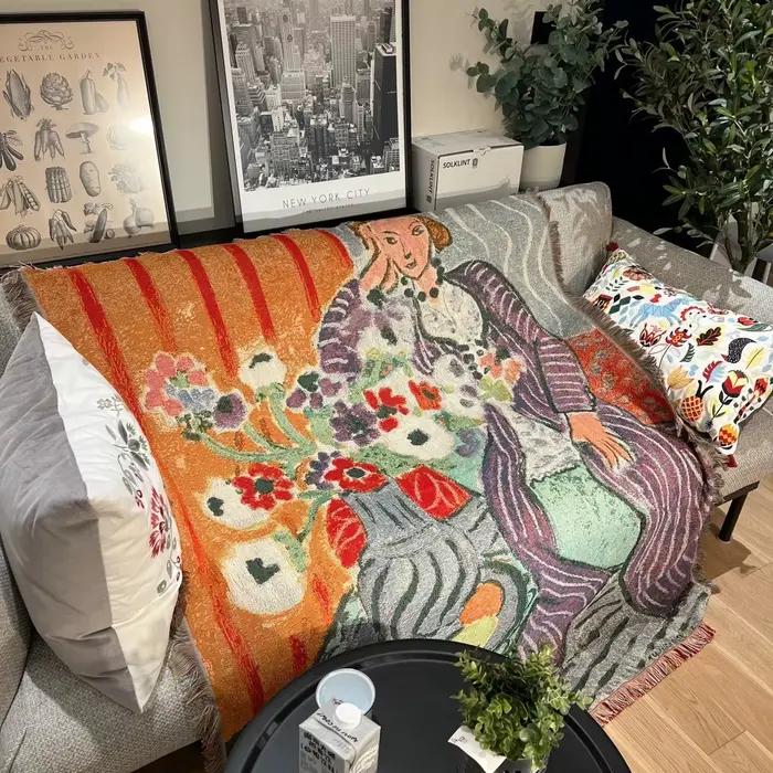 Couvertures décontractées décoration de lit femme Henri Matisse tapis canapé