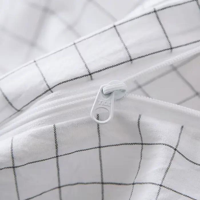 AHSNME – housse de couette 100% coton, ensemble de haute qualité, à carreaux blancs, Plus taie d'oreiller