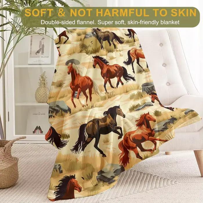 Couverture fine à motif de cheval sauvage, 1 pièce, cadeaux pour canapé, lit, voiture, maison, canard, pingouin, élan, amoureux des chevaux, utilisation toutes saisons