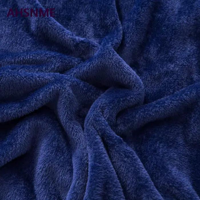 AHSNcloser-Couverture en velours bleu marine pour sites d'optique, couverture en vison solide, jet de canapé doux, multi-taille, haute qualité, lea DstressSunshine