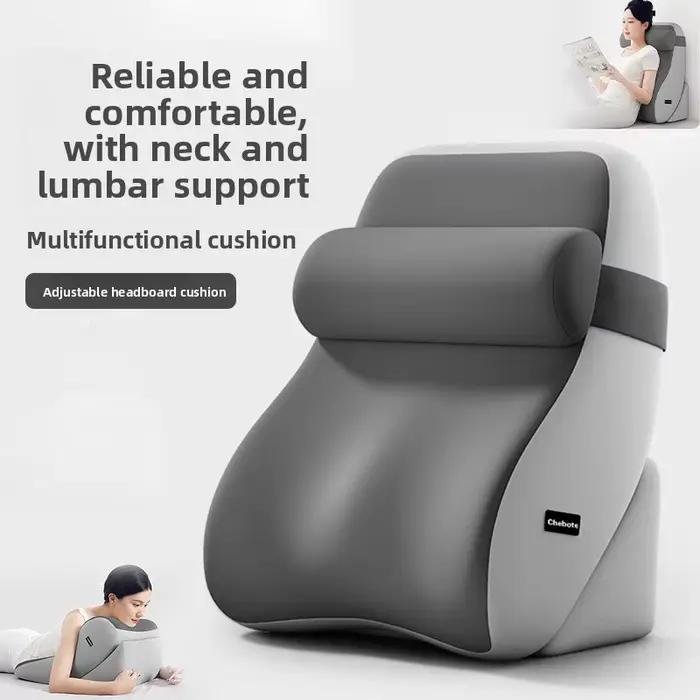 Coussin de lecture ergonomique pour lire au lit, avec dossier en forme de cale, poches latérales XL, housse amovible, léger, idéal pour le travail ou l'allaitement