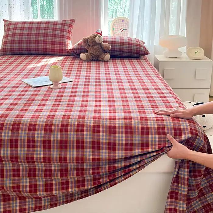 Drap plat en coton 100% teint en fil