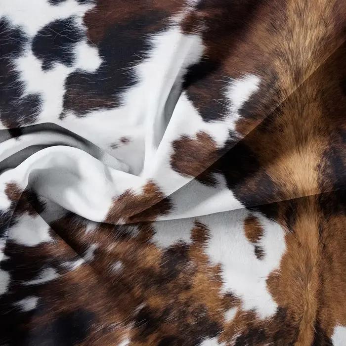 Housse de couette imprimée en cuir de Yak, motif de vache marron et noir, 3 pièces, 1 * housse de couette et 2 taies d'oreiller (couette non incluse)